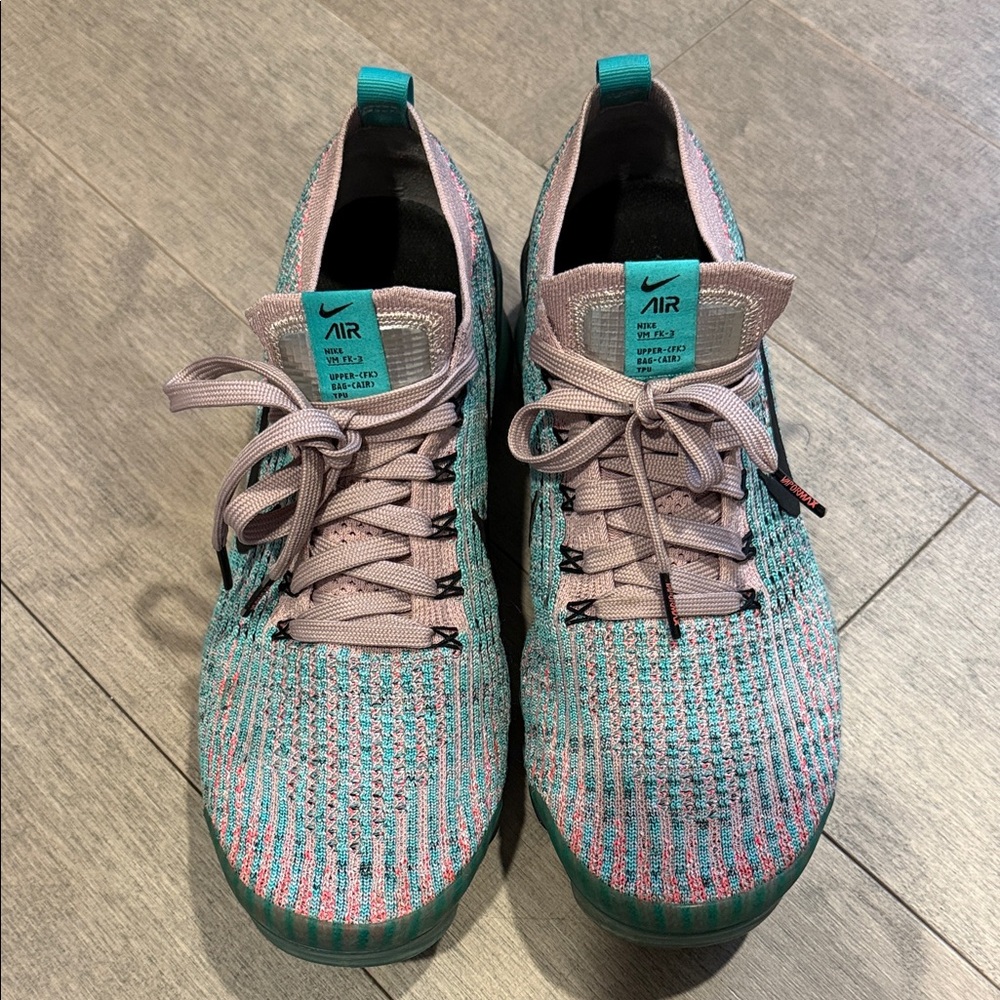 Nike Women's Teal and Pink Knit Sneakers